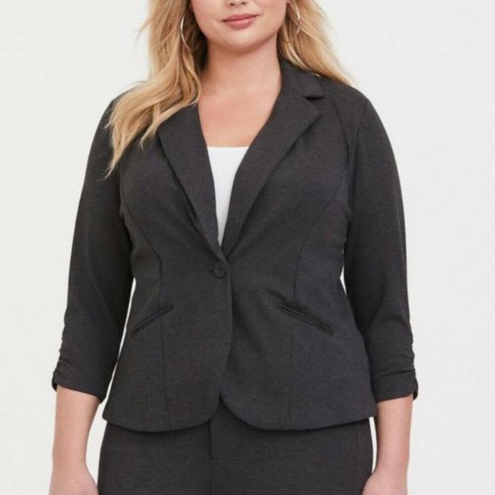 Torrid Grey Studio Ponte Tailored Fit Blazer